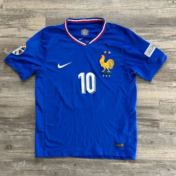 NIKE FRANCE FFF Kylian Mbappe #10 2024/2025 Home Jersey Euro 2024 Kids XL - Picture 1 of 8